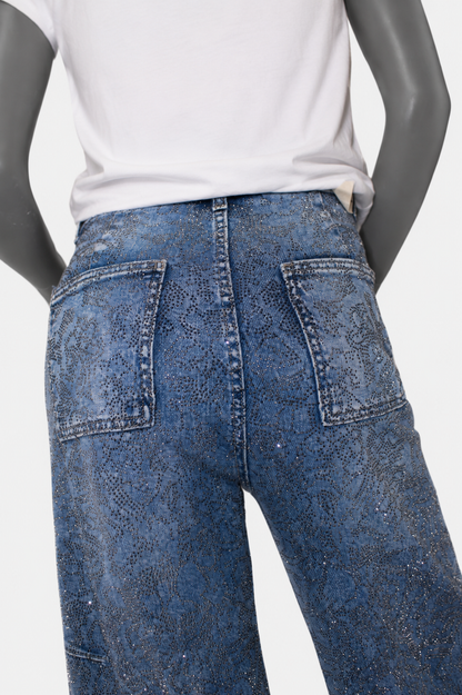 Balloon floral glitter jeans achterkant detail