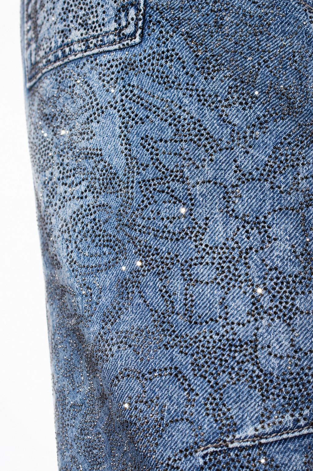 Balloon floral glitter jeans glitter detail