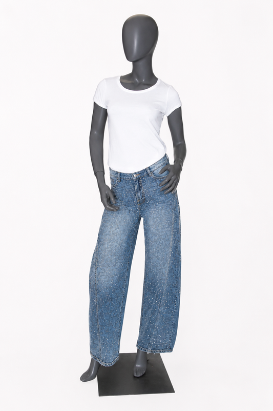 Balloon floral glitter jeans voorkant
