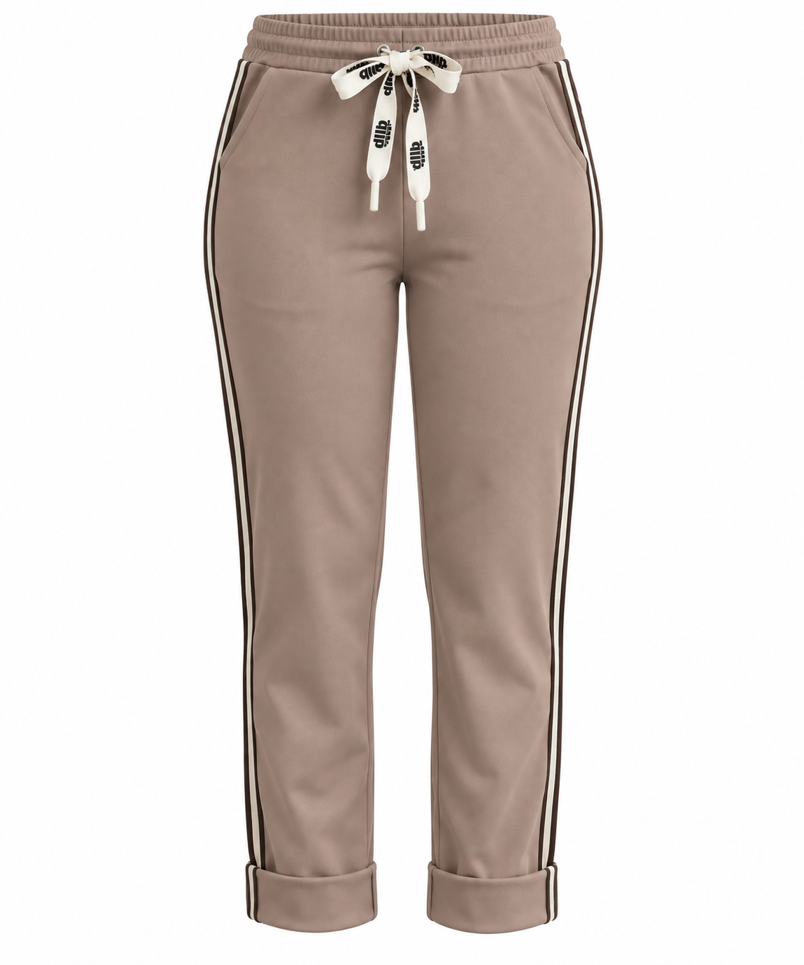Broek Noëlle Beige met crème en bruine strepen