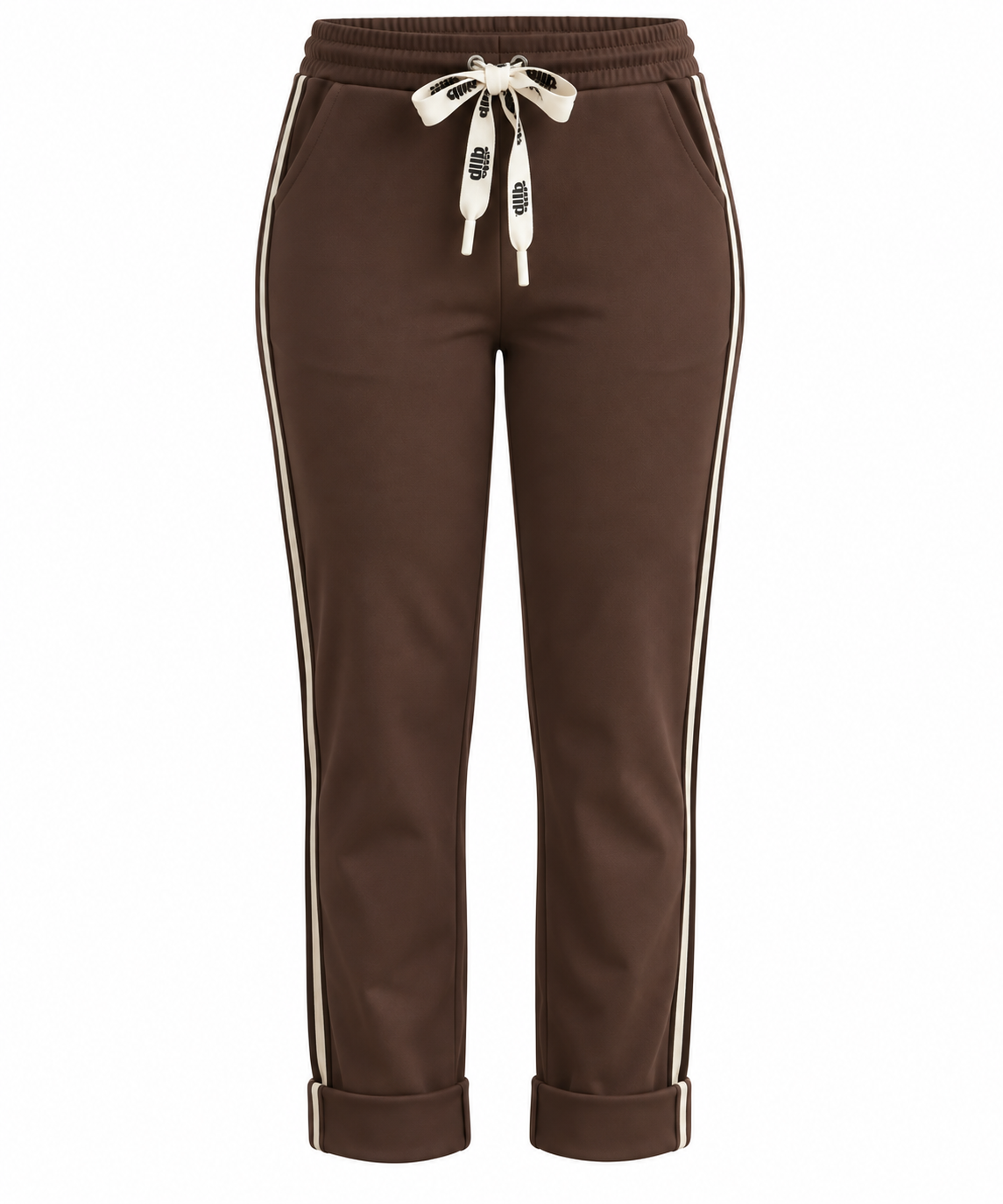 Broek Noëlle Bruin met crème strepen