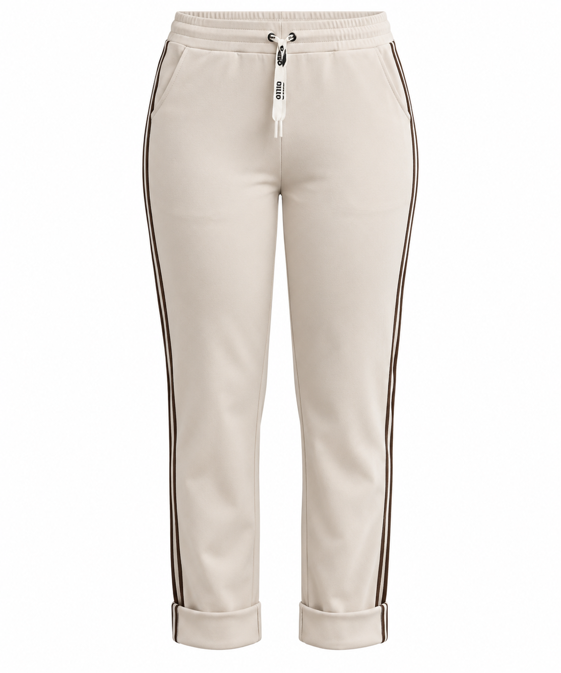 Broek Noëlle Crème met bruine strepen