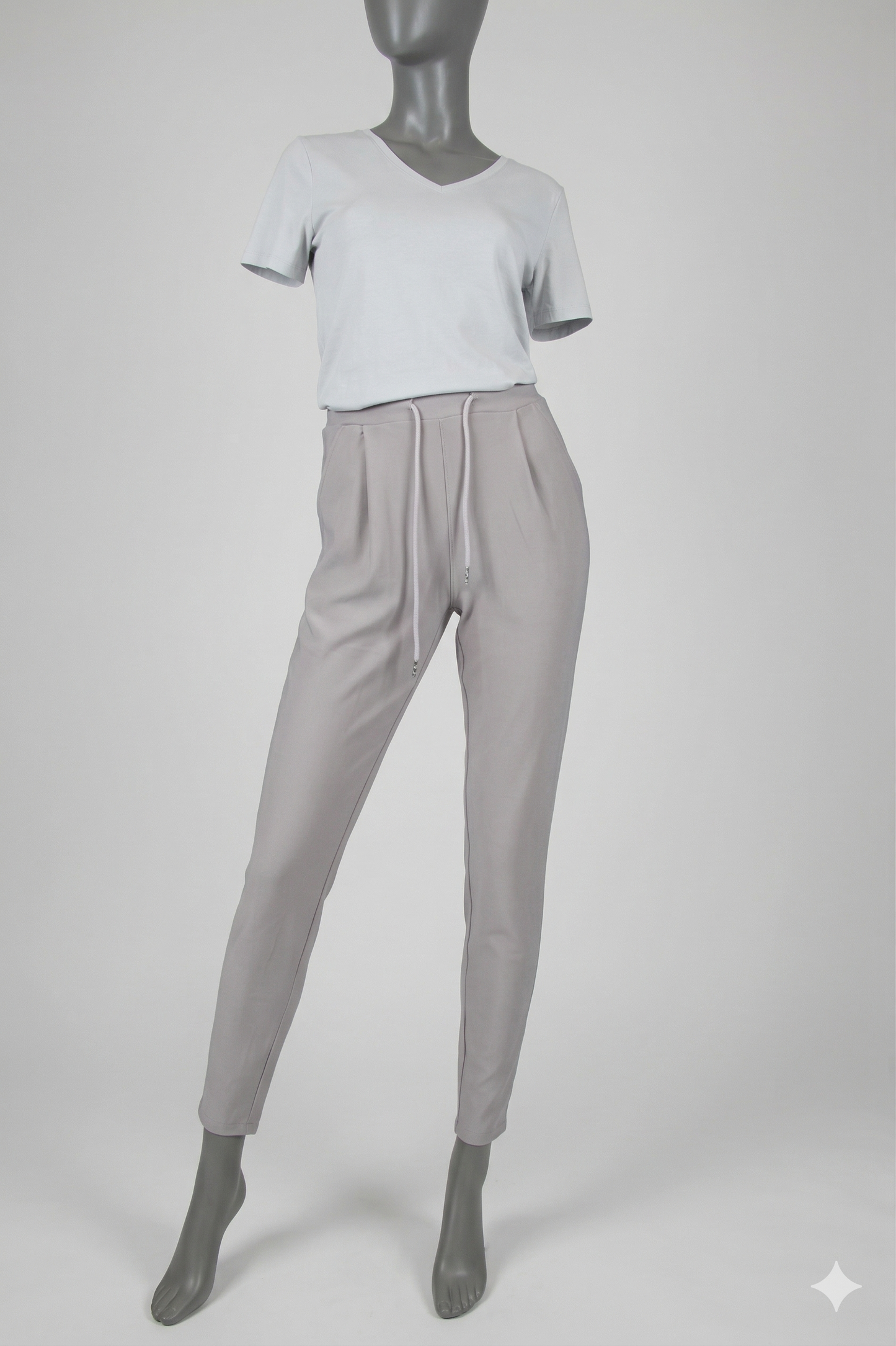 Comfort broek grijs met koordje voorkant