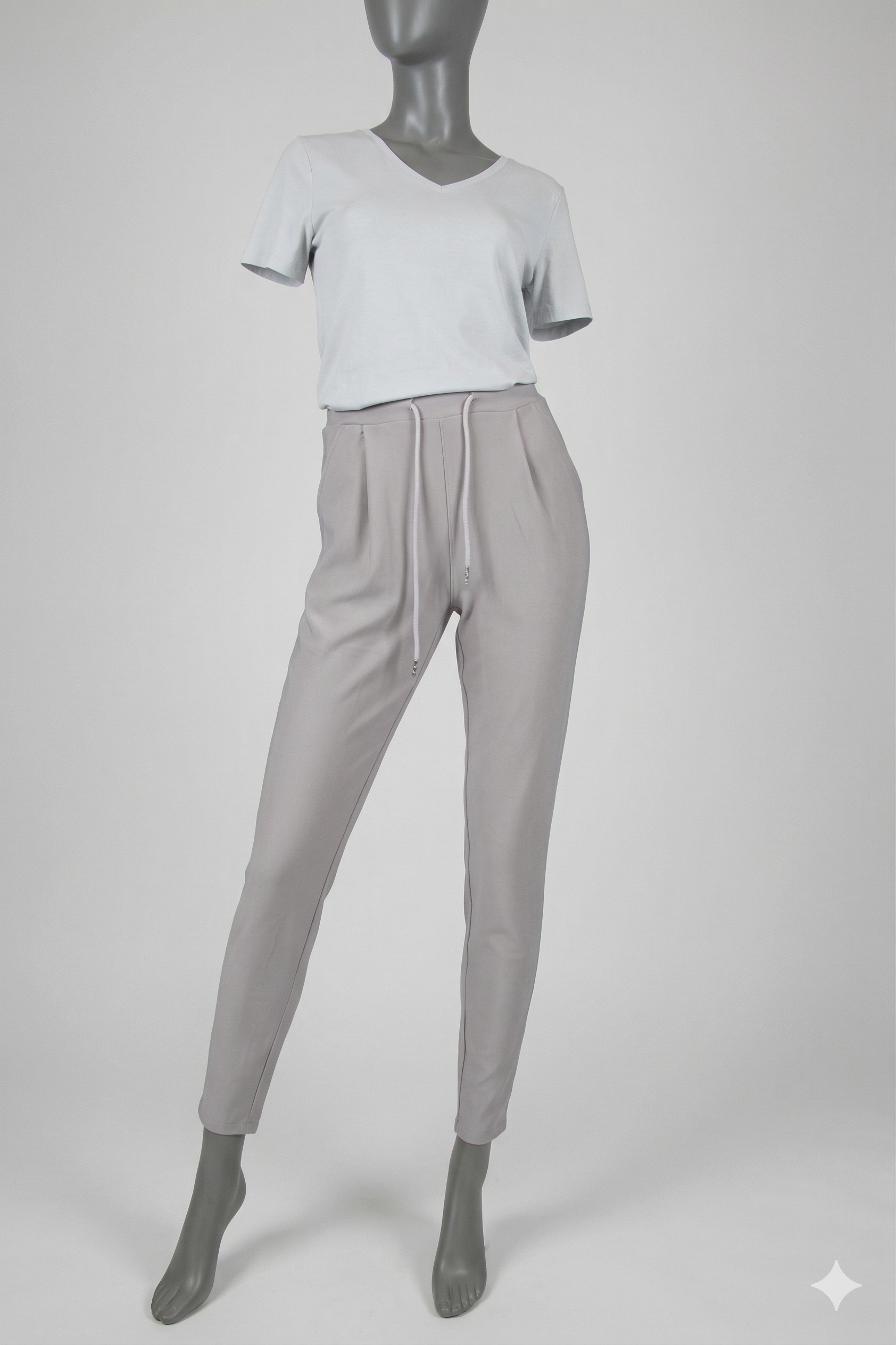 Comfort broek grijs met koordje voorkant