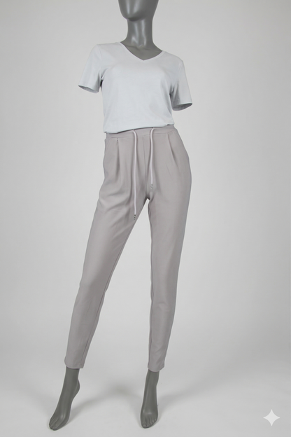 Comfort broek grijs met koordje voorkant
