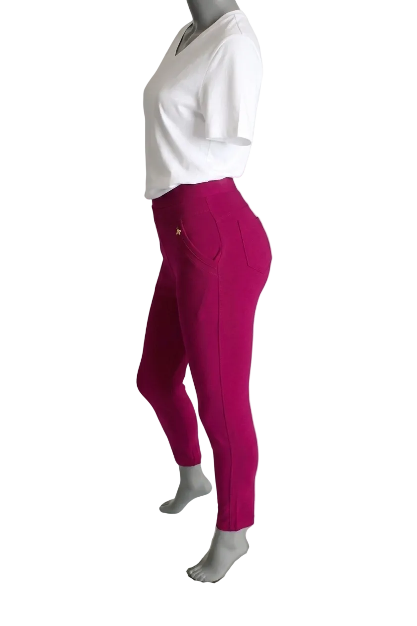 Comfort broek magenta zijkant