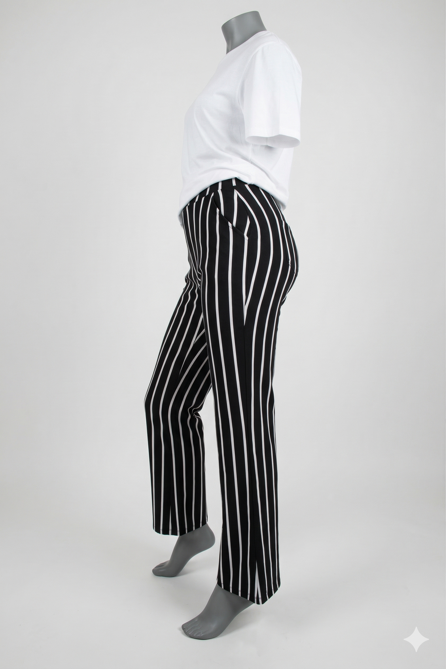 Comfort pantalon blauw met streep zijkant