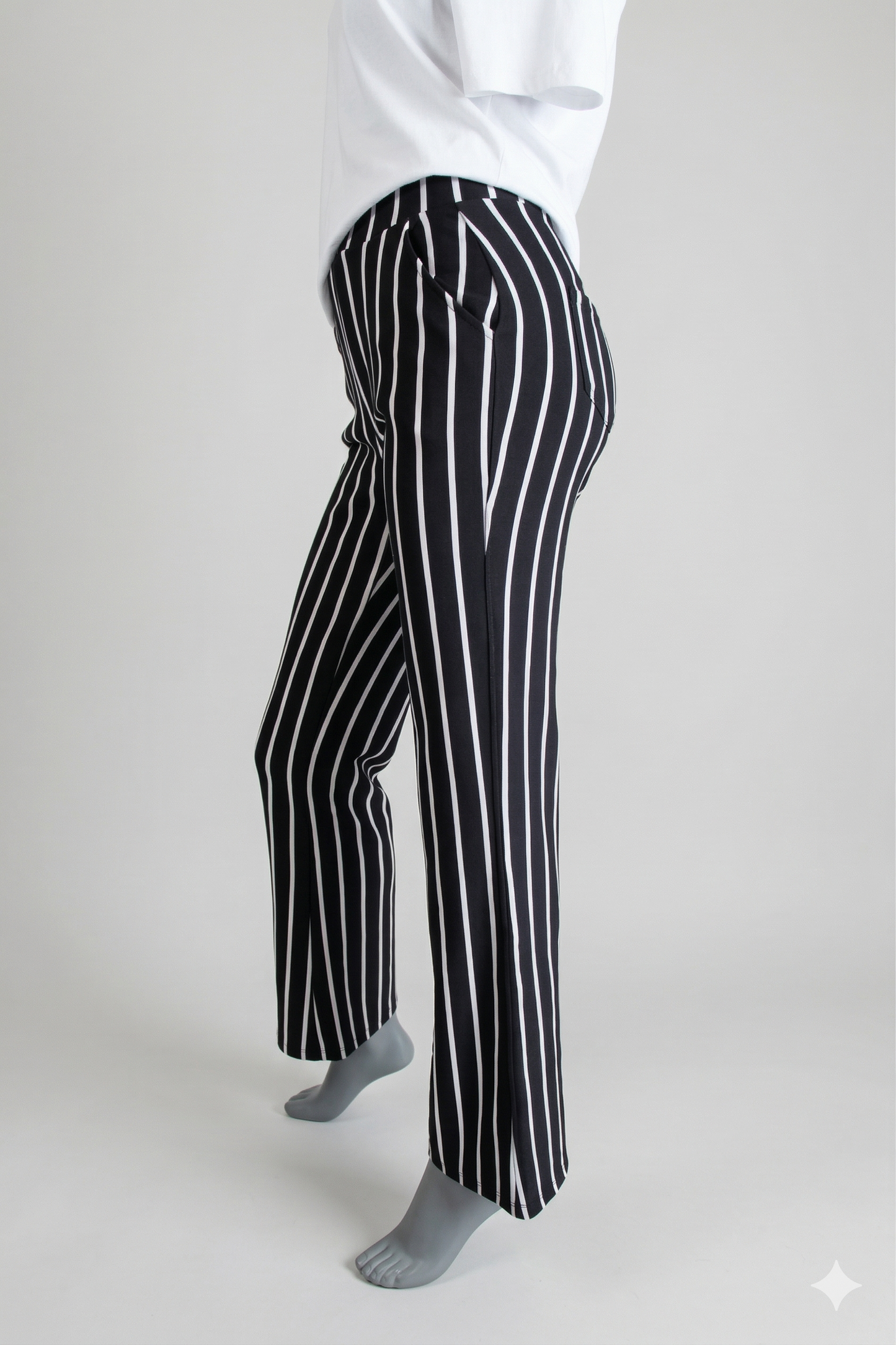 Comfort pantalon blauw met streep zijkant detail