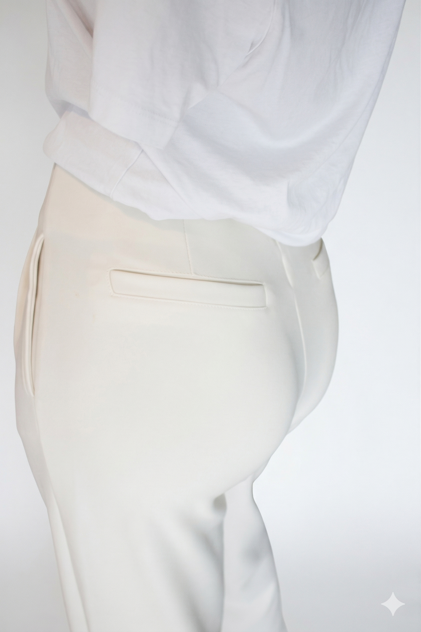 Comfort pantalon crème wit achterkant