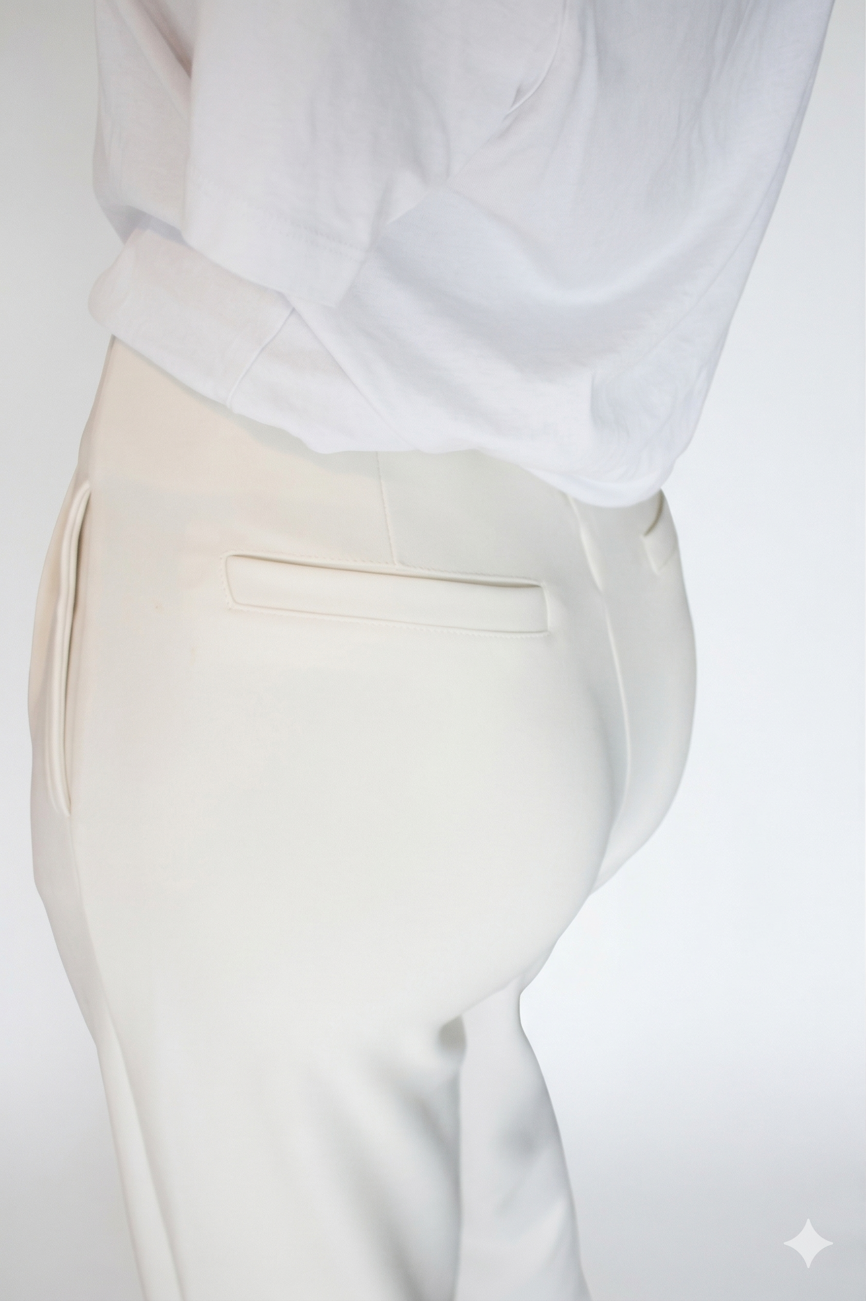 Comfort pantalon crème wit achterkant