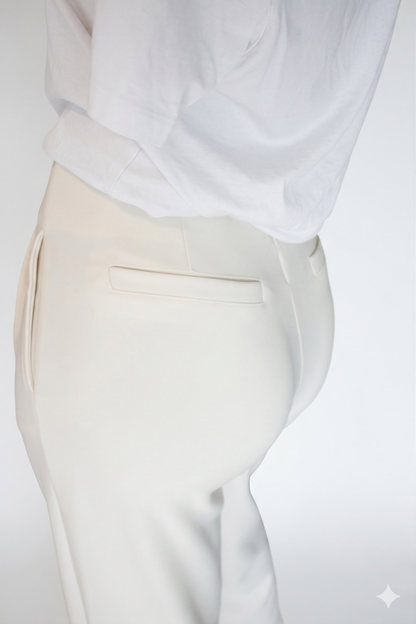 Comfort pantalon crème wit achterkant