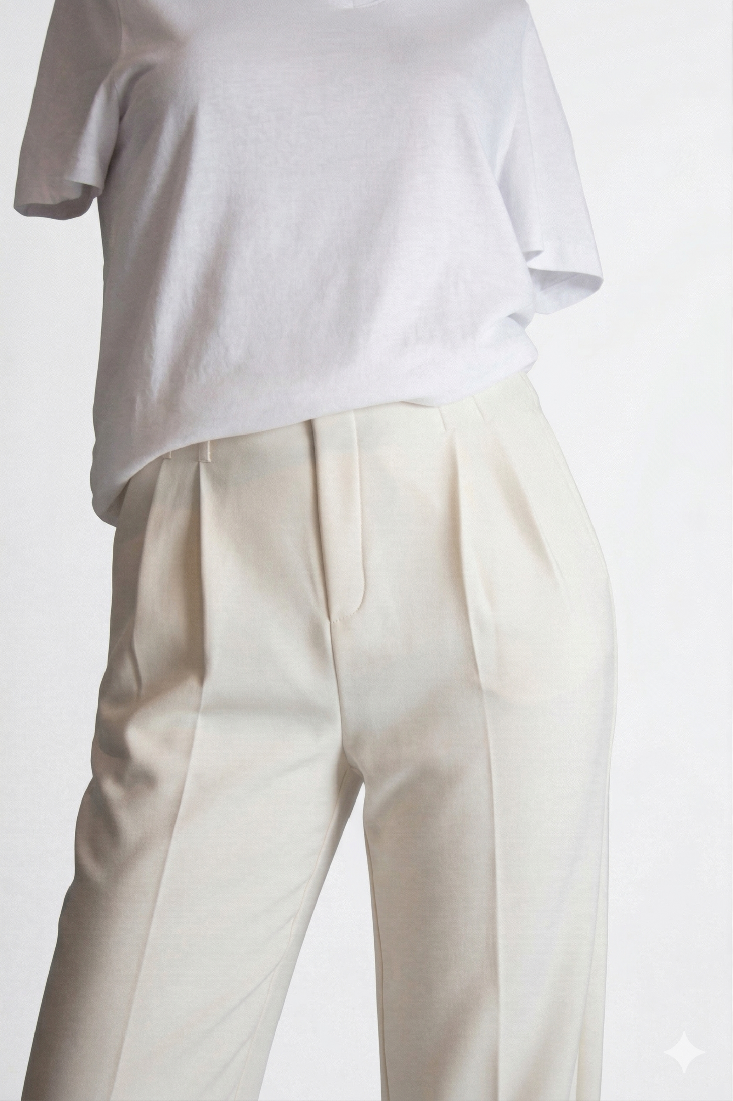 Comfort pantalon crème wit voorkant