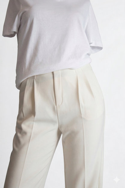 Comfort pantalon crème wit voorkant