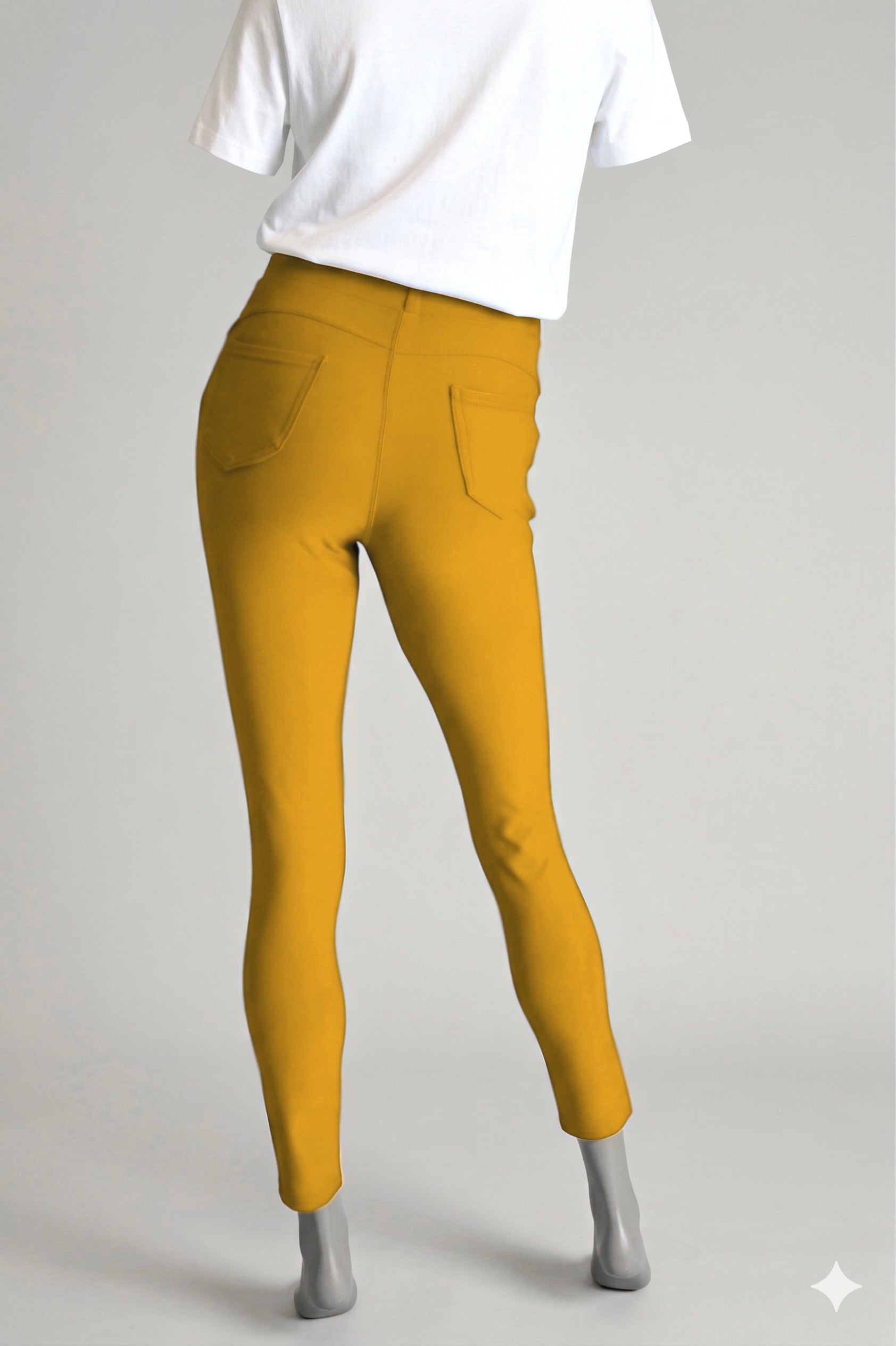 Comfortbroek oker geel achterkant