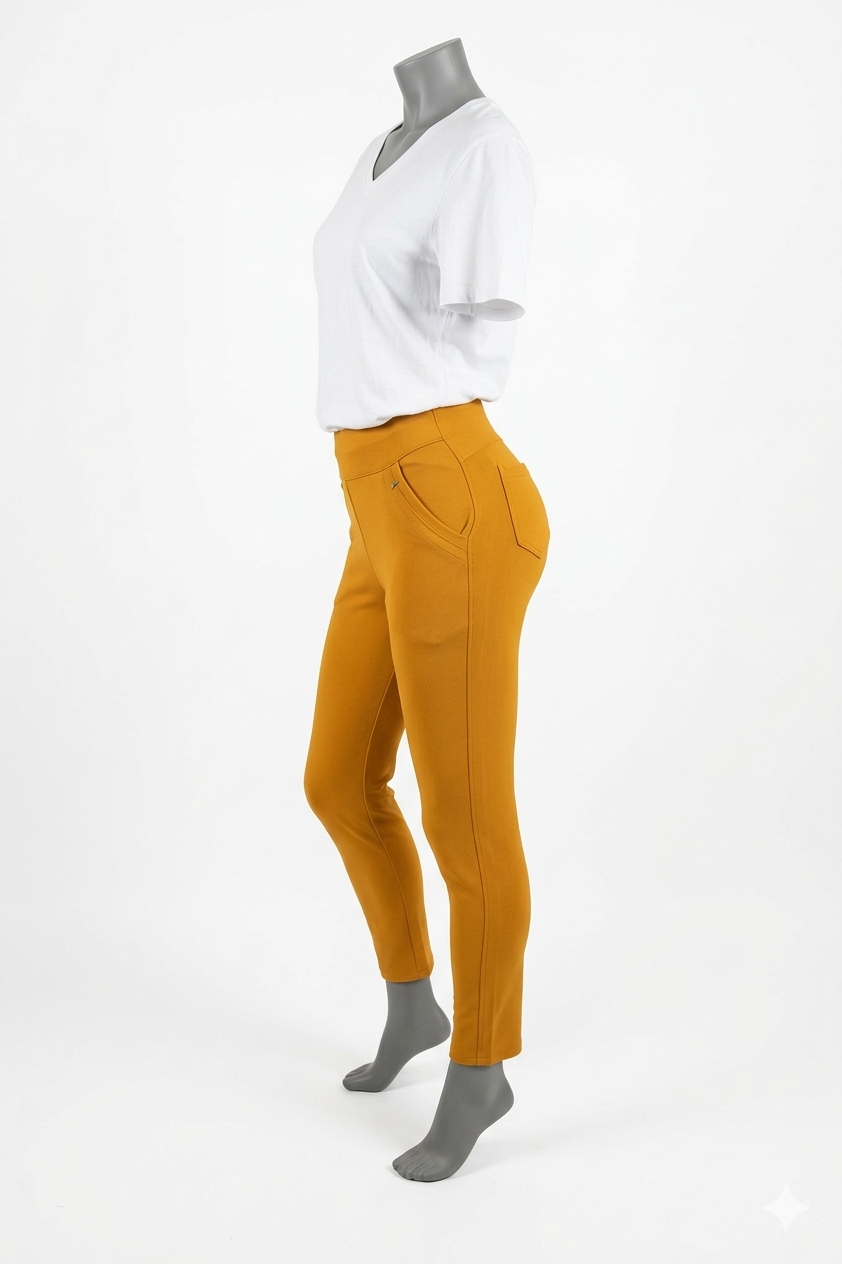 Comfortbroek oker geel zijkant