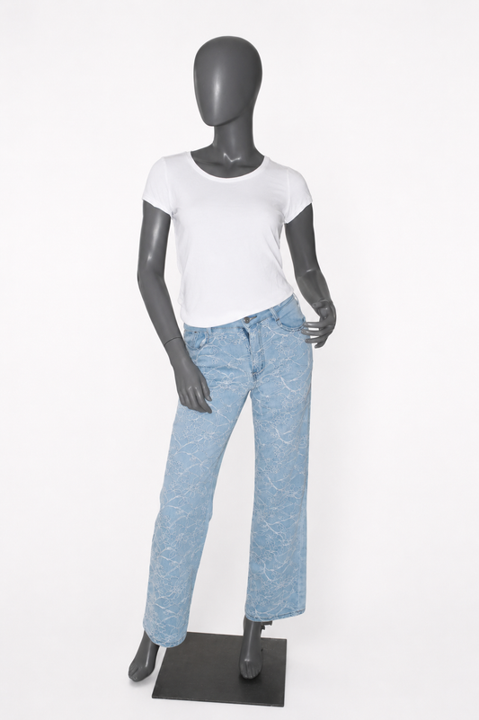 Jeans met floral borduur voorkant