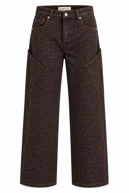 LIV Donkerbruine luipaard Jeans