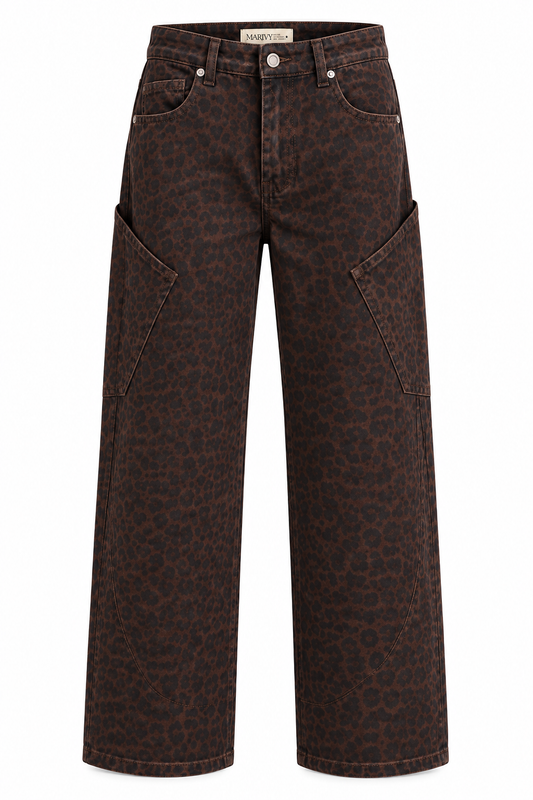 LIV Donkerbruine luipaard Jeans