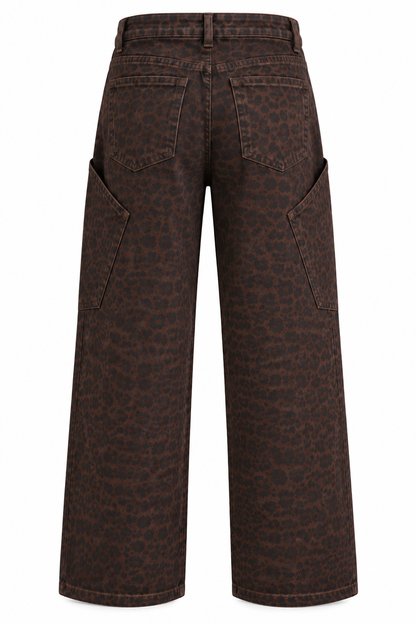 LIV Donkerbruine luipaard Jeans back