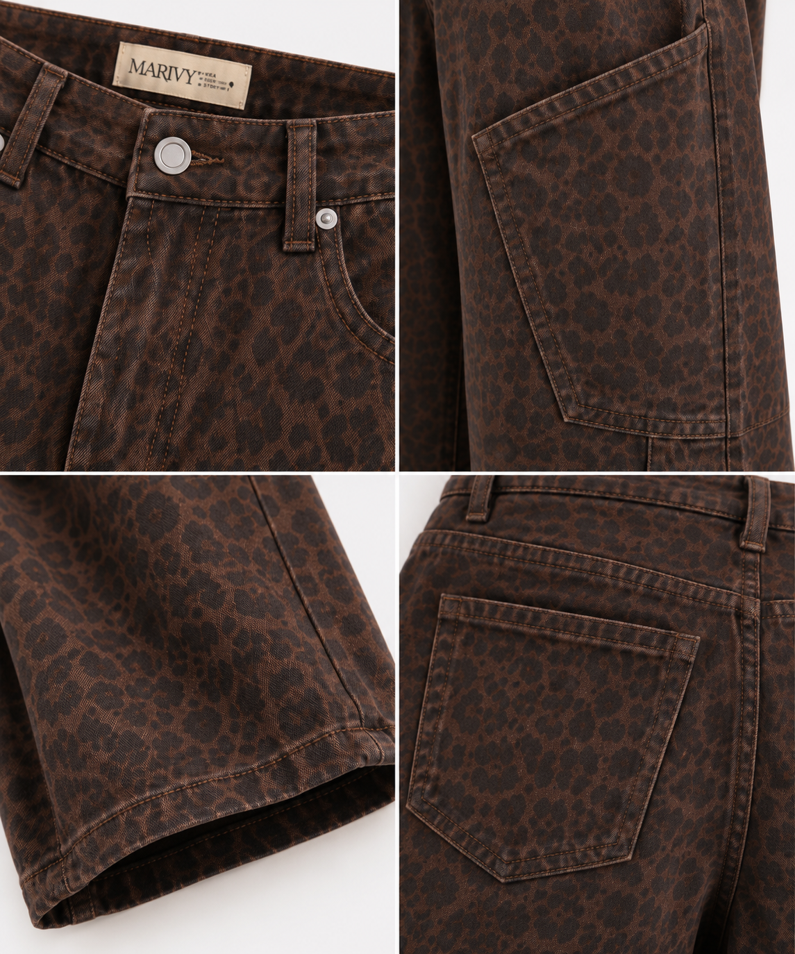 LIV Donkerbruine luipaard Jeans detail