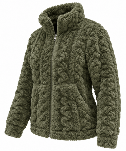 Pluche fleece vest Annika olijf