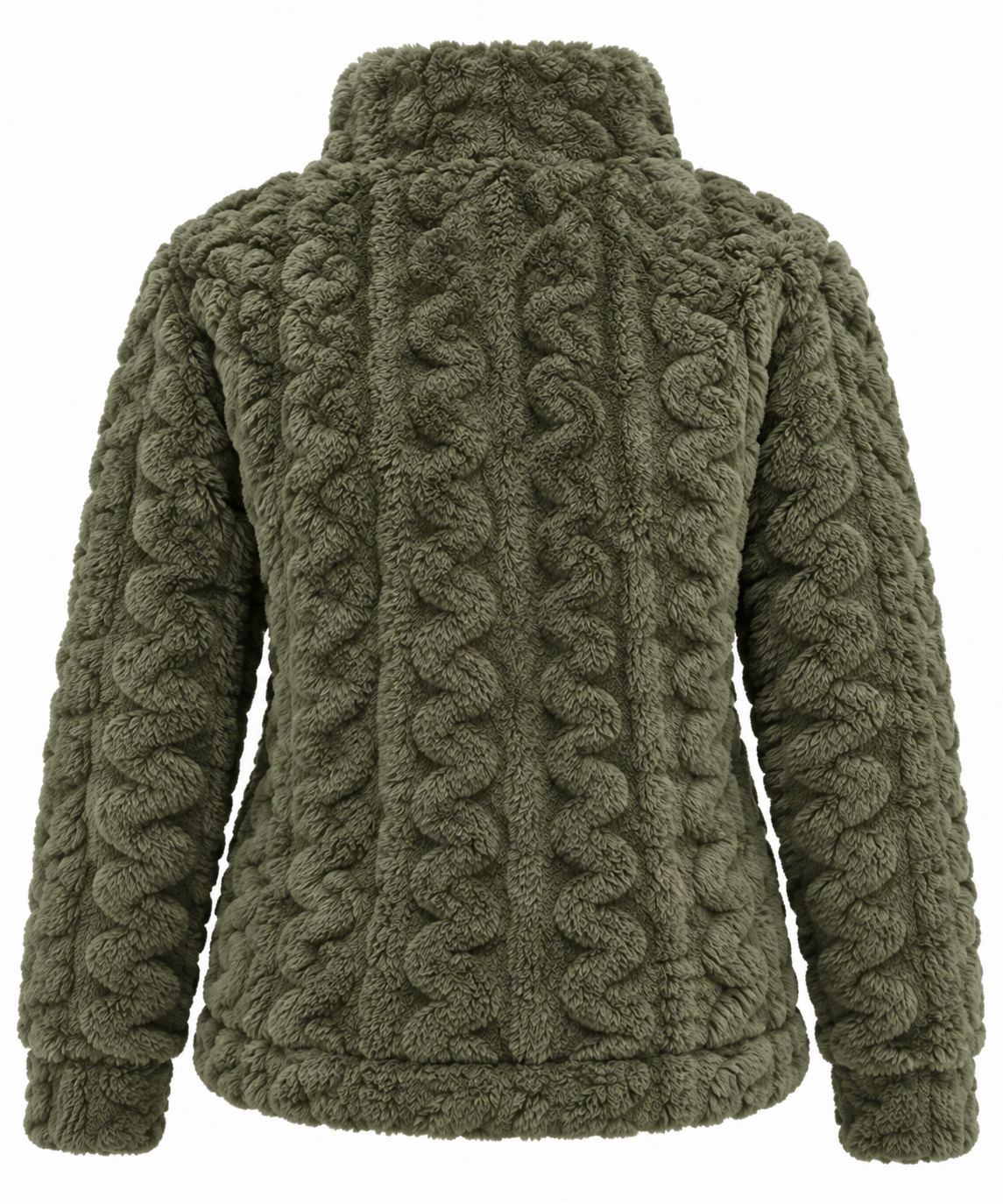 Pluche fleece vest Annika olijf achterkant