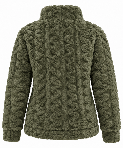 Pluche fleece vest Annika olijf achterkant