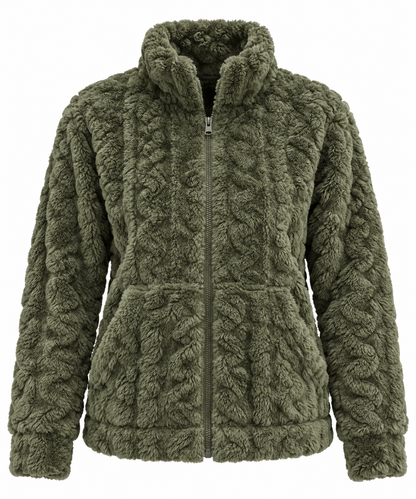 Pluche fleece vest Annika olijf detail