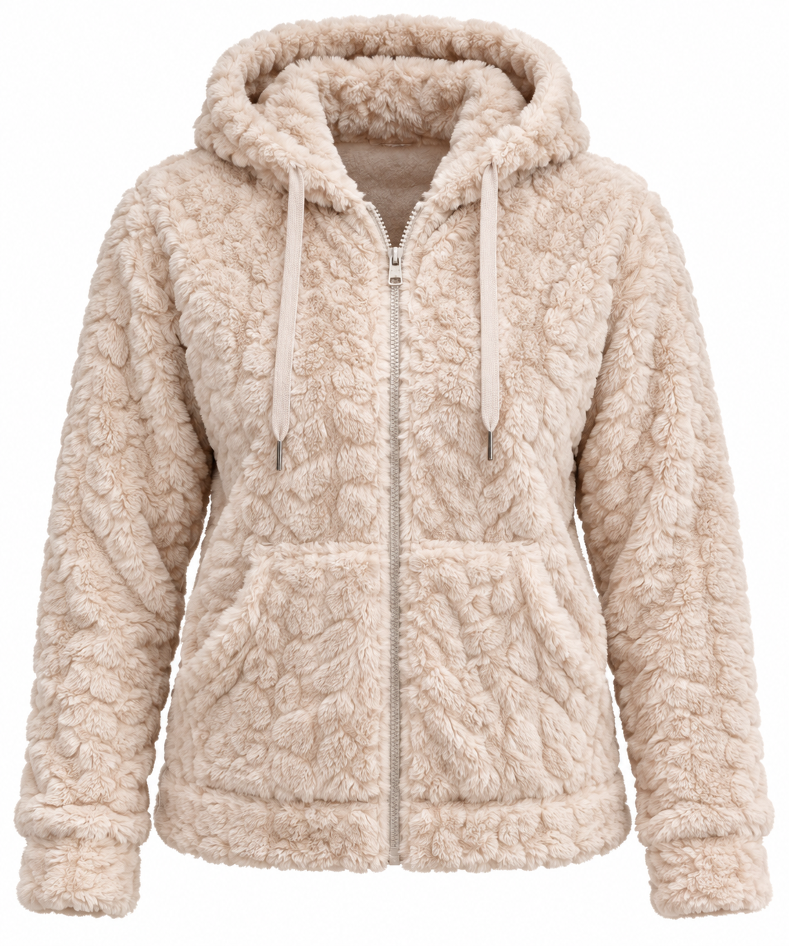 Pluche fleece vest Annika wit detail