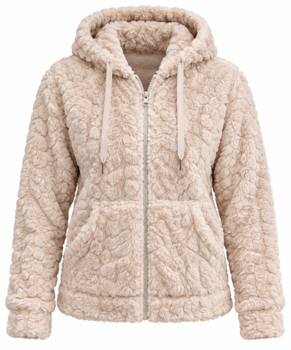Pluche fleece vest Annika wit detail