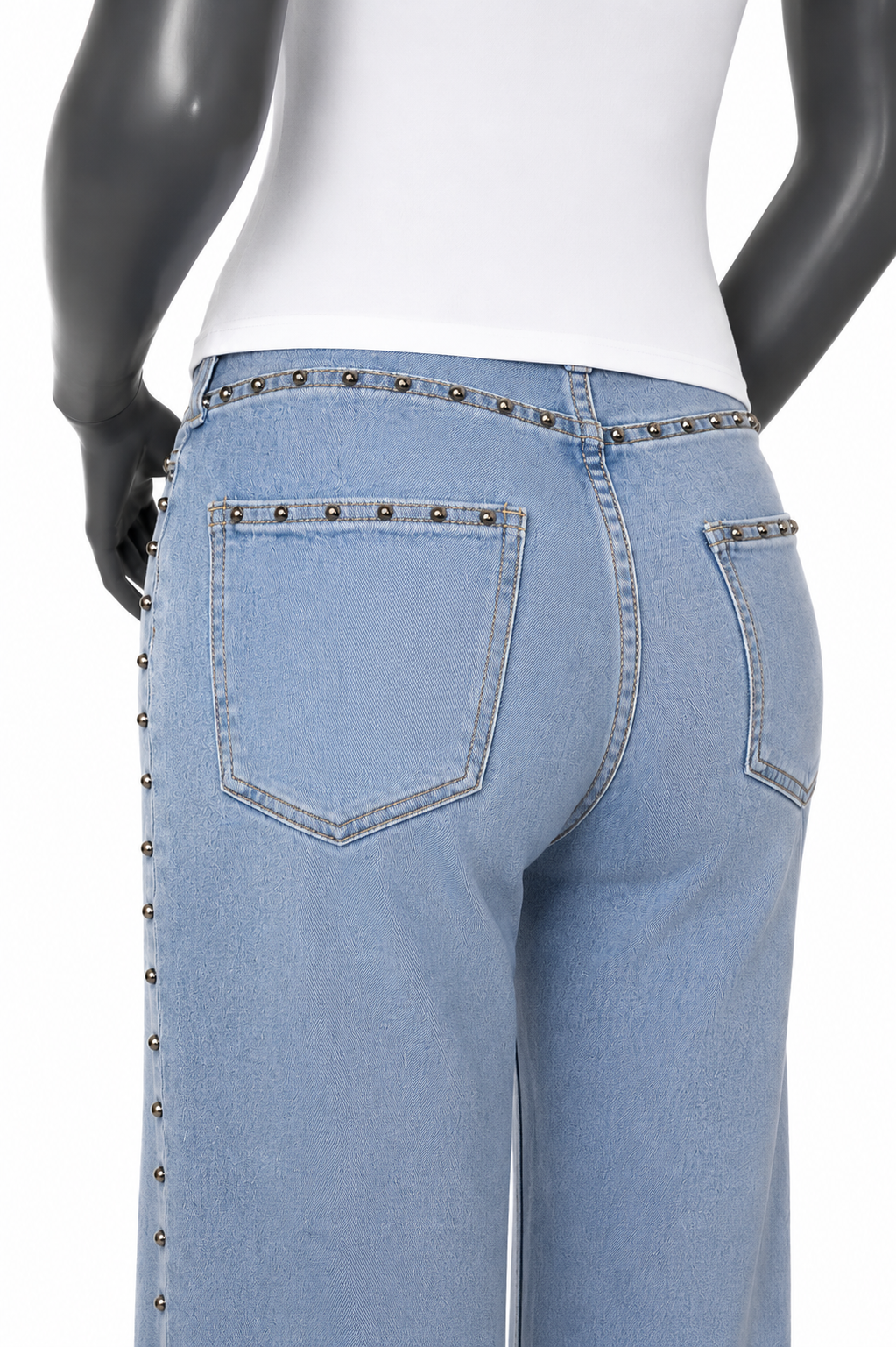 Studded capri jeans achterkant detail