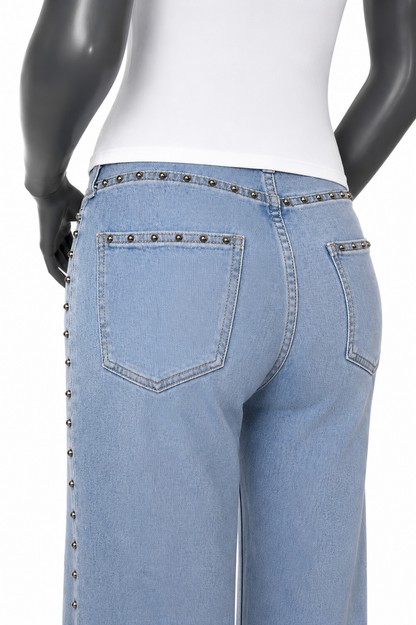 Studded capri jeans achterkant detail