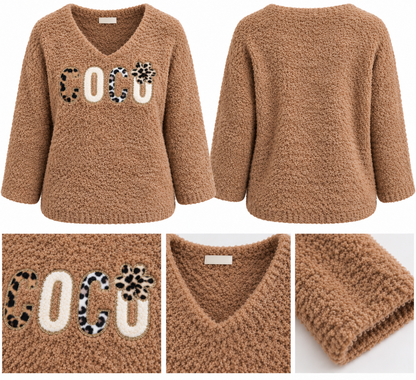 Zachte gebreide trui COCO Camel